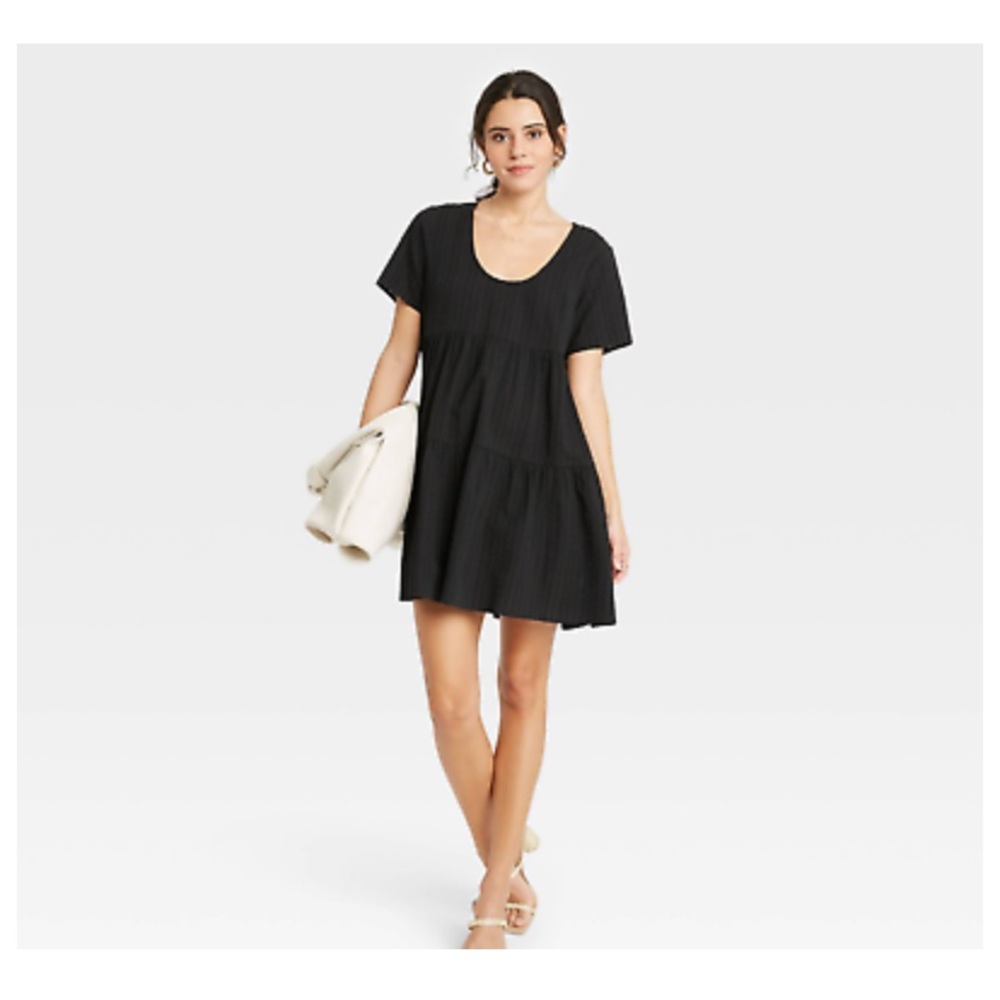 A New Day Womens Flutter Short Sleeve Tired Dress